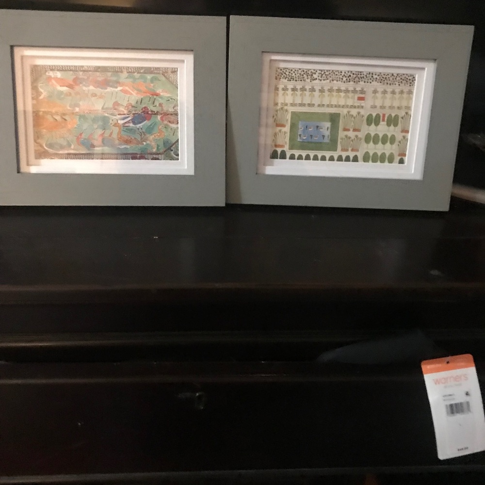Framed Egyptian fine art prints.